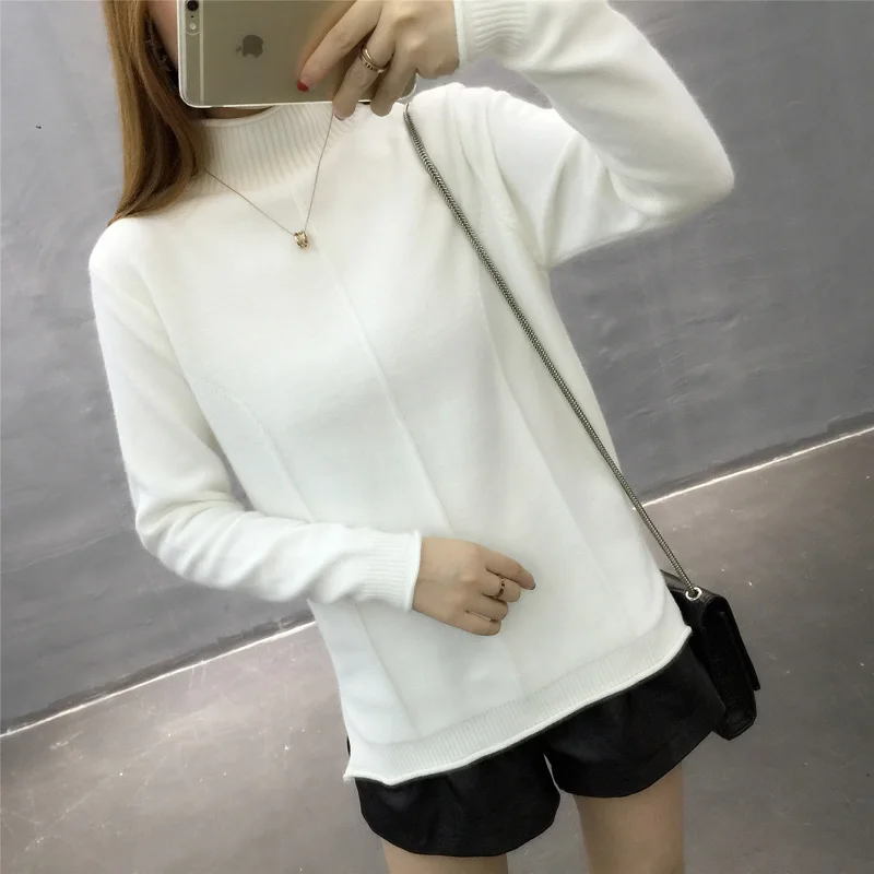 

Women's Loose Long Sve Knitted Base irt f High Collar Autumn Winter New Sle Sweater Comfortable Warm Color Co...