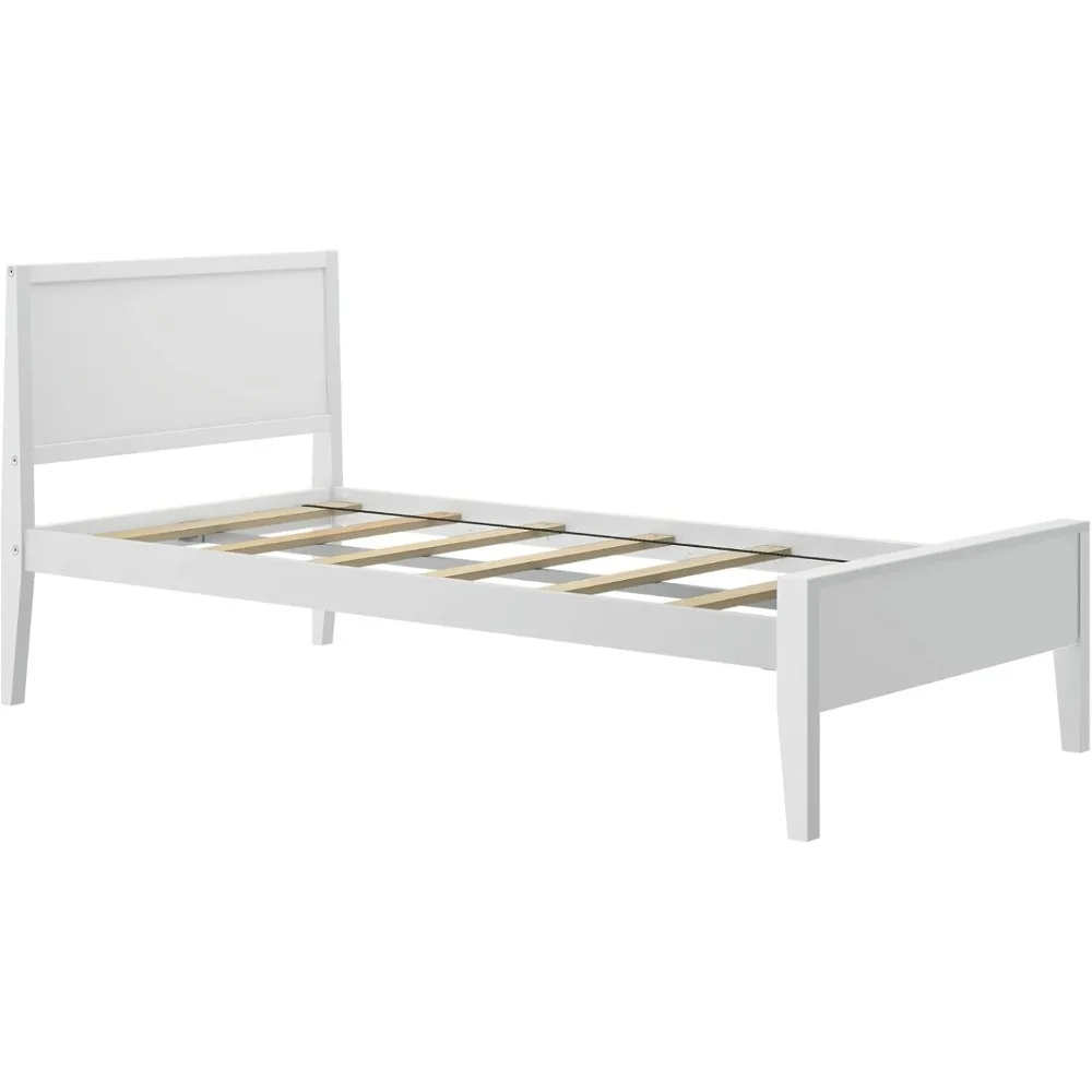 إطار سرير مزدوج ماكس آند ليلي مع لوح رأسي، خشب متين، أبيض #4