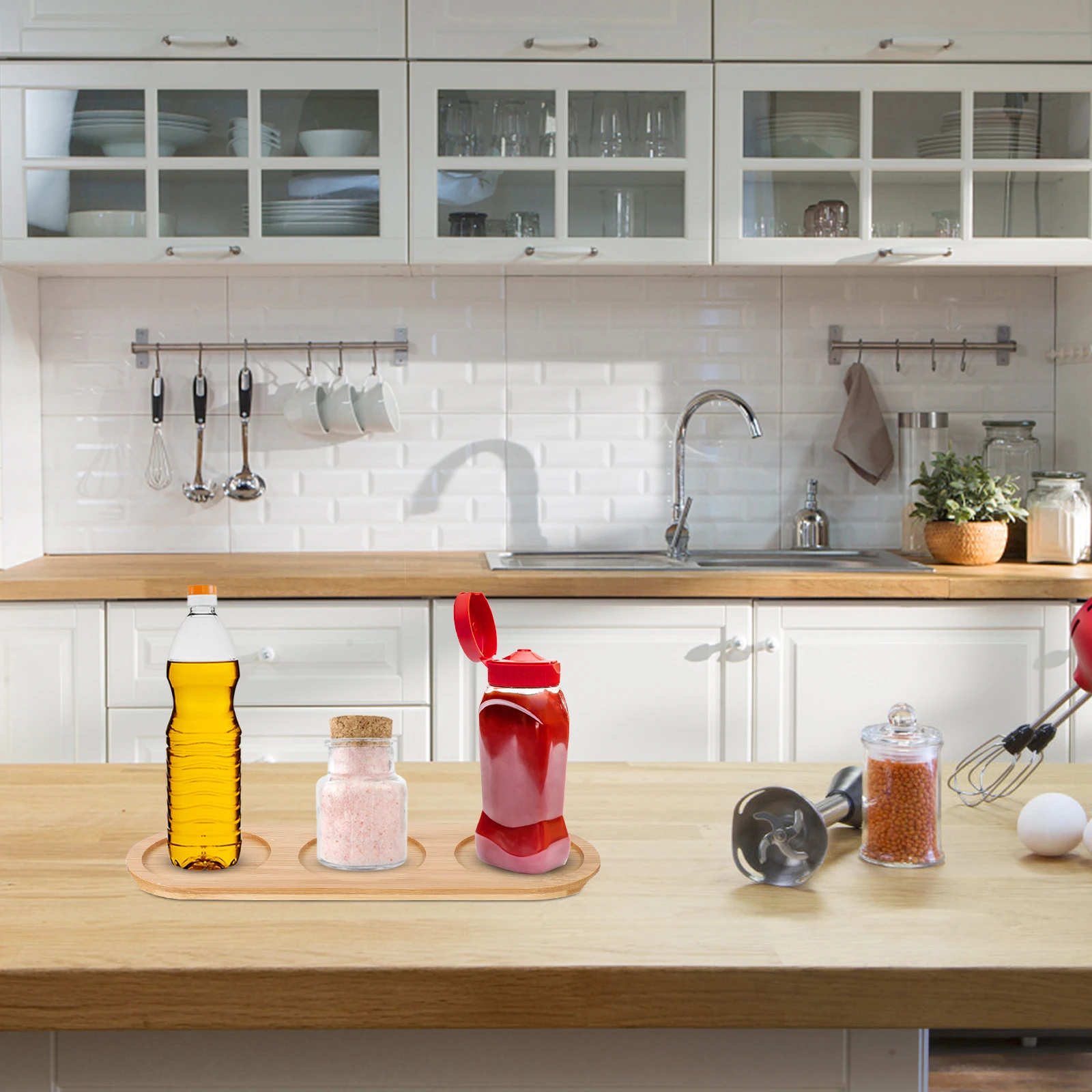 

2 pcs Bamboo Coasters Tray Premium Handmade Cup Mat For Tea Glasses Seasoning Jars Household Decor Office Living Room Use