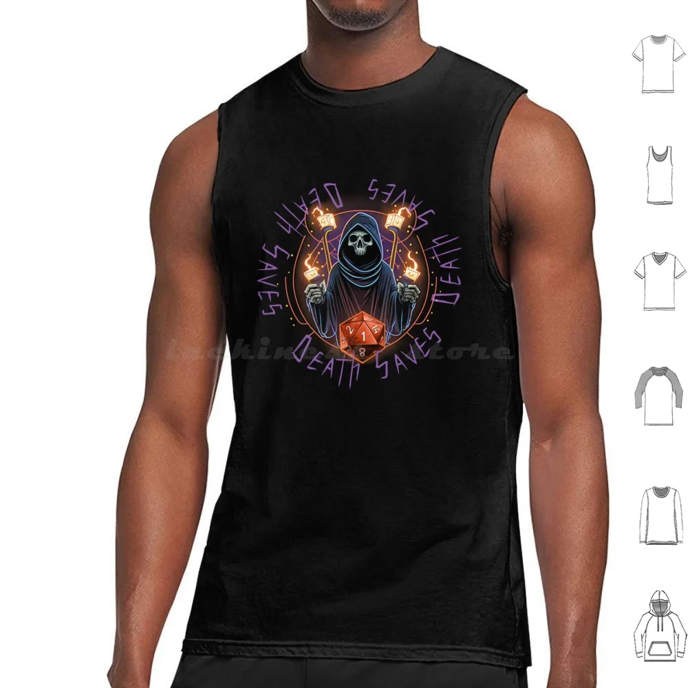 

Death Saves D&d Theme & Ttrpg Role Playing Gaming D20 Tank Tops Print Cotton Dnd And D20 The Adventure Zone 20 Sided