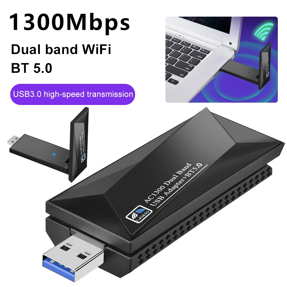 

1300Mbps USB3.0 WiFi Adapter Dual Band 2.4G 5Ghz Wireless WiFi Dongle Antenna Network Card Receiver for PC Desktop Network Card