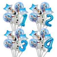 6pcs Disney Frozen Snowman Olaf Birthday Party Decoration Balloons Olaf Number Balloon Set Birthday Baby Shower Party Decoration