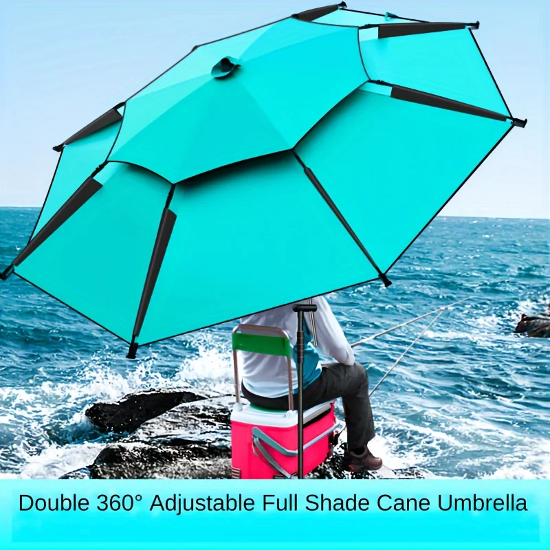 Multipurpose Fishing Umbrella with Adjustable Height, Manual Lift, Sun Protection, Rainproof, Windproof, Round Shape