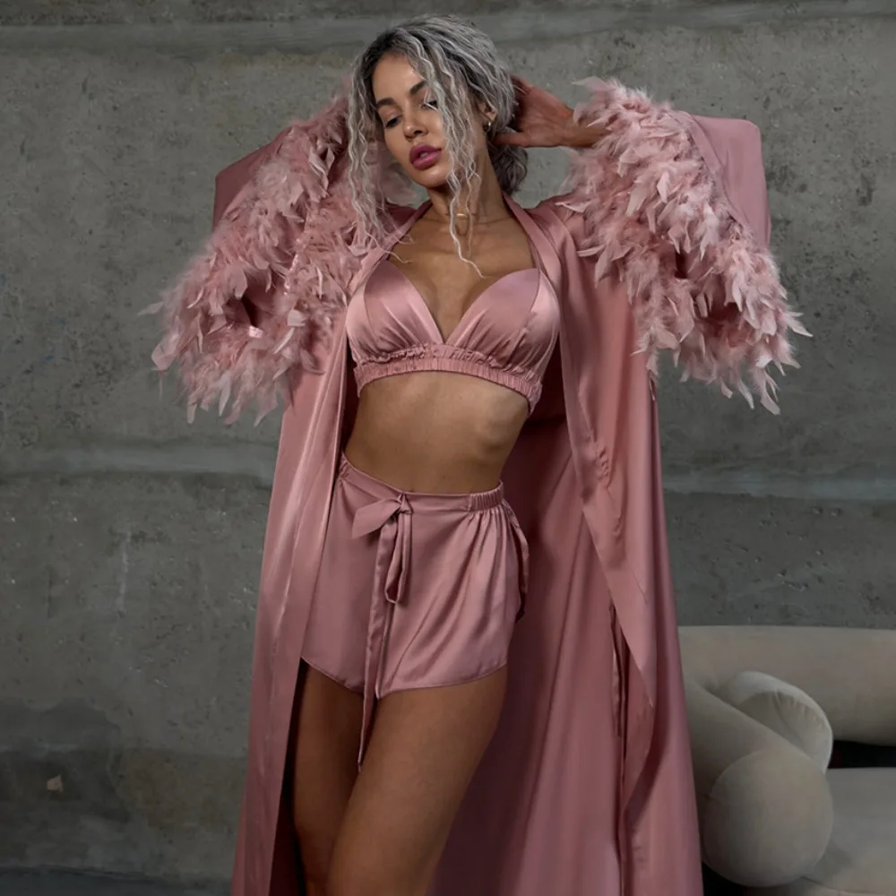 nouvel-ensemble-de-pyjama-3-pieces-pour-femme-cadeau-sous-vetements-short-manchettes-en-plumes-chale-ambiance-elegante-ensemble-sexy-pour-la-maison-et-le-carnaval-photo-reelle