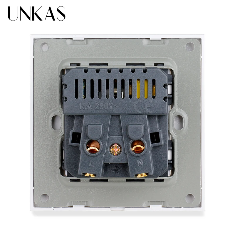 UNKAS White Type-C EU Socket Black 16A USB Port Gray 258mm 344mm Grey Glass Panel Gold Outlet Available For iPhone And Android