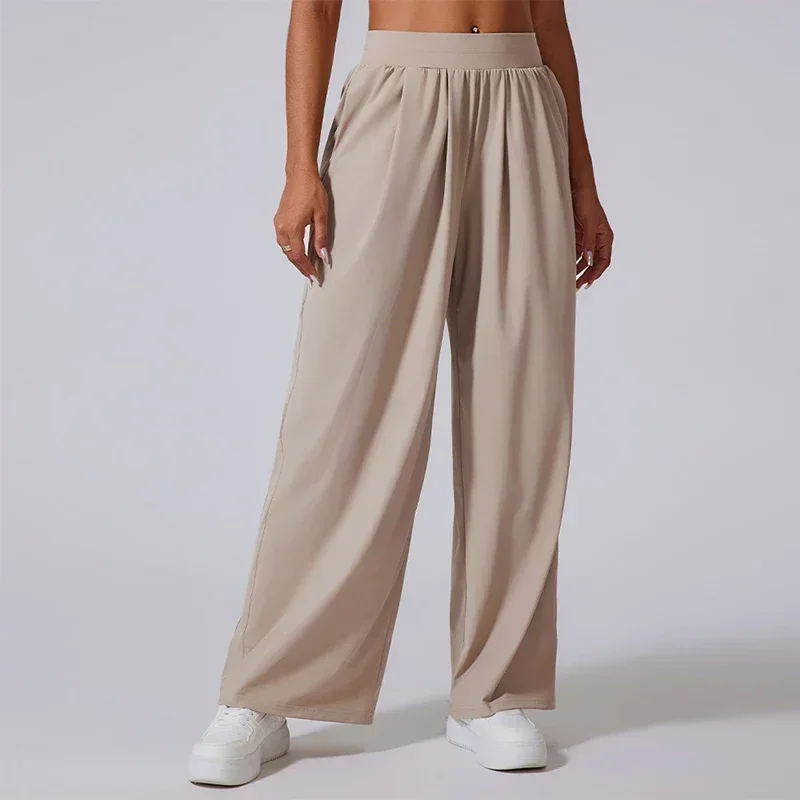 

Quick Dry Cool Sports Pants Women Straight Loose Yoga Pants Sunscreen Running Sweatpants High Waist Wide Leg Fitness Leggings