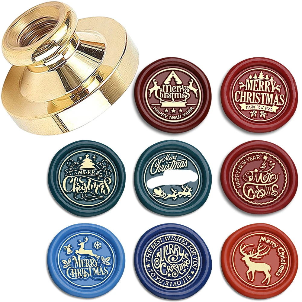 Merry Christmas Wishes Words Wax Seal Stamp, Brass Sealing Stamp for Wedding Invitations, Christmas Cards, Envelopes & Party