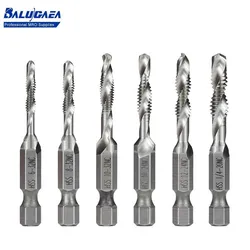 HSS 1/4 Hex Shank Taps Composite Tap Machine Plug Tap 6-32 8-32 10-24 10-32 12-24 1/4-20 Screw Spiral Point Thread Drill Tools