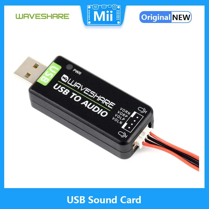 Waveshare kartu suara USB, modul Audio USB, bebas Driver, konverter Audio eksternal untuk Raspberry Pi / Jetson Nano