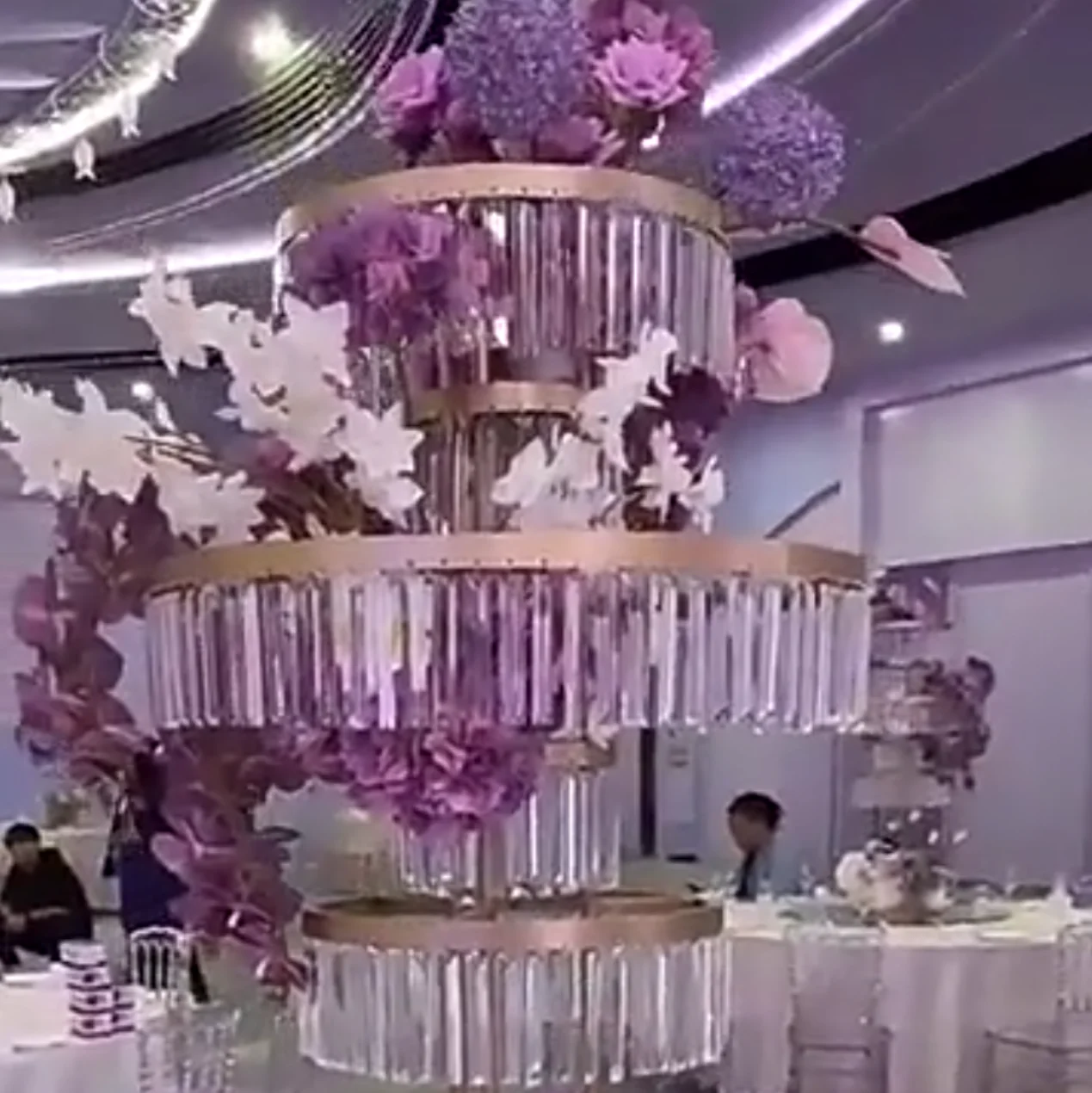 

5pcs)Wedding props circular flower arranging stand table decoration crystal articles crystal vase pendant accessories 2983,