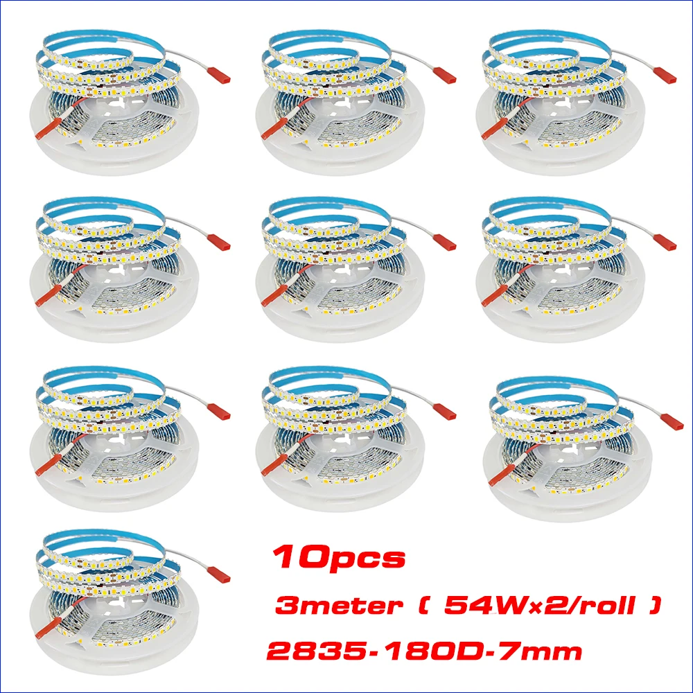 

10pcs 3meter 2835 180D 220mA Dual Colors Conatant Current LED strip for repairing chandeliers, 3000K+6500K LED ribbon 54WX2/roll