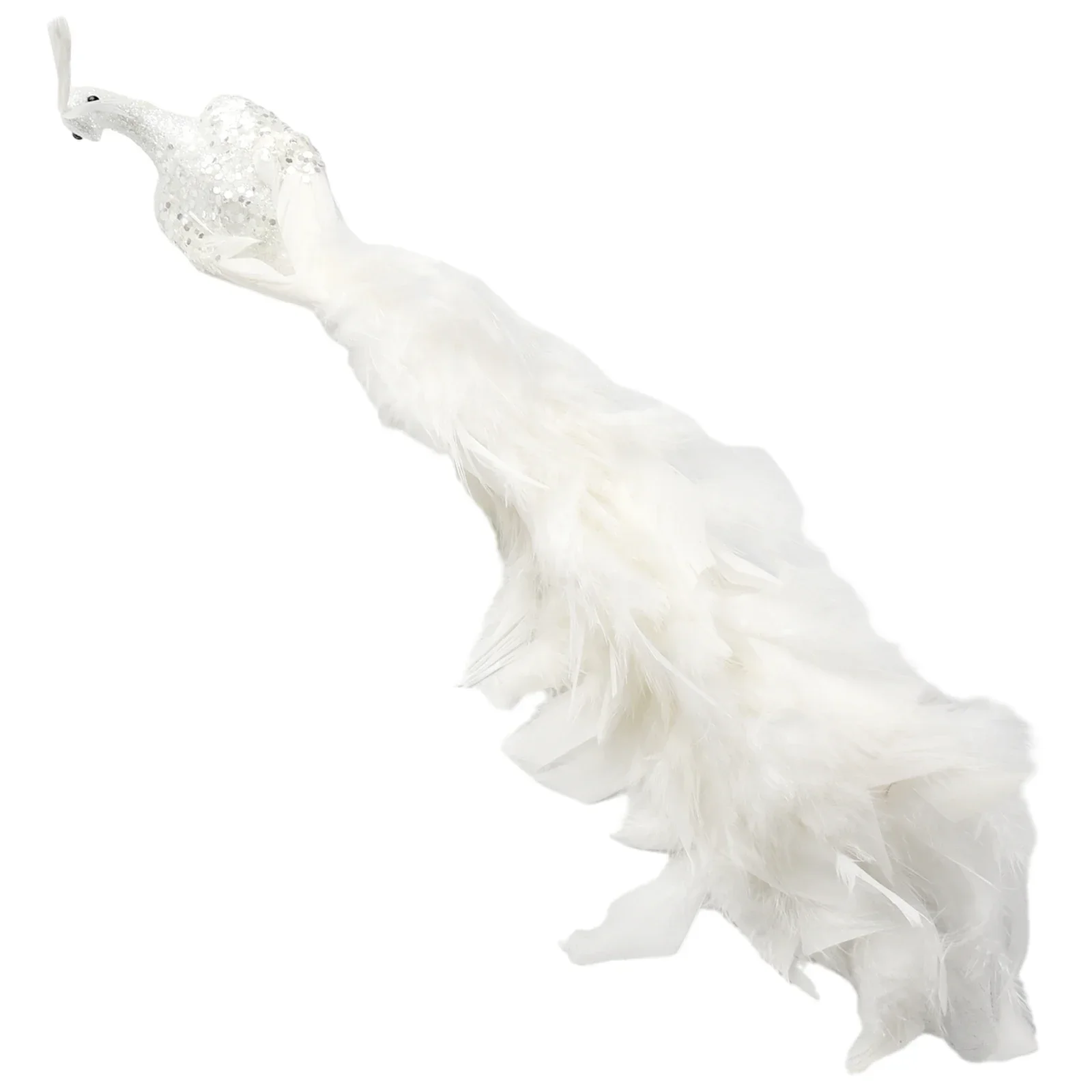 Artificial White Peacock Ornament Christmas Tree Feathered Simulation Birds  Christmas Household/Wedding/Party Decoration Suppli