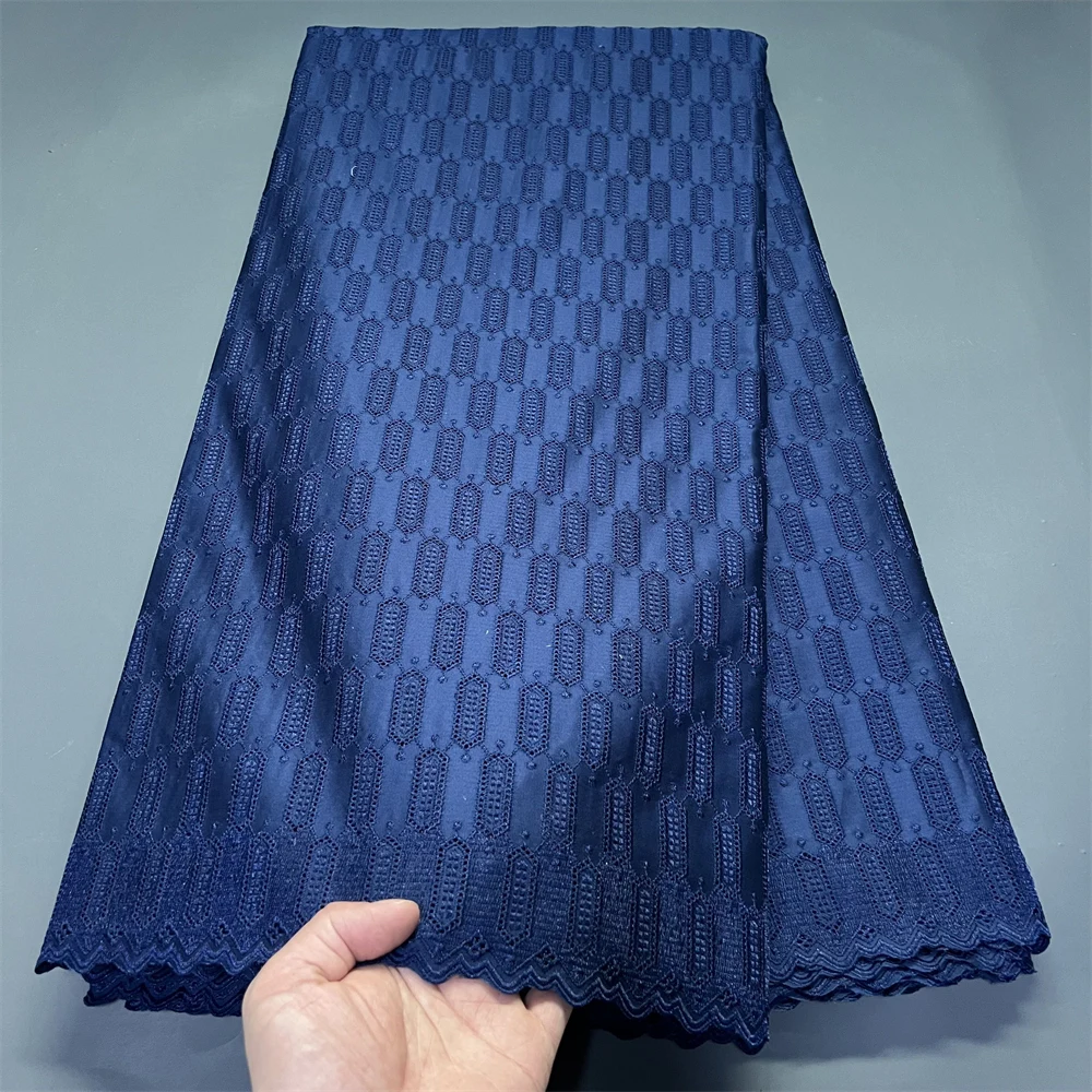 

Африканское нигерийское кружевное полотно из тюля для пошива платьев, высококачественный хлопковый дамаст с чистой вышивкой, для свадеб и вечеринок, 5 ярдов, Hz1409