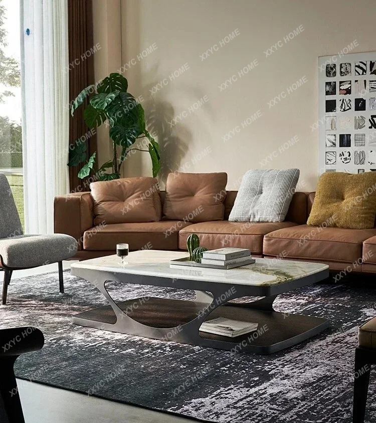 

minimalist marble coffee table household avocado green high-end round coffee table