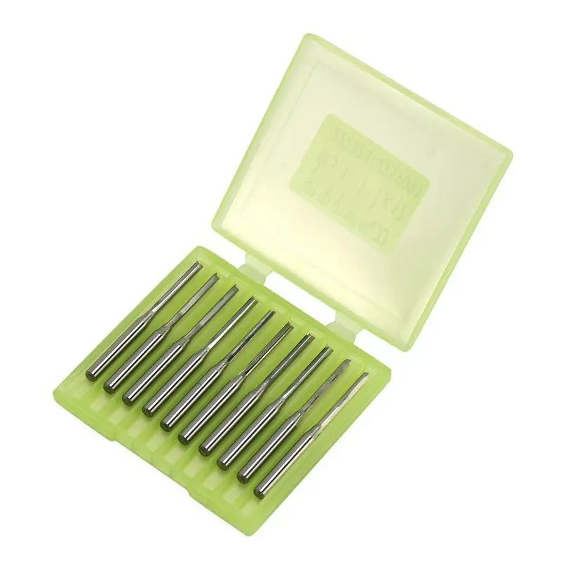 A74E-100 Pcs Two Flutes Straight End Mills Straight Slot Bit Wood Cutter Two Double Flute Bits 3.175X2x17mm For CNC Router