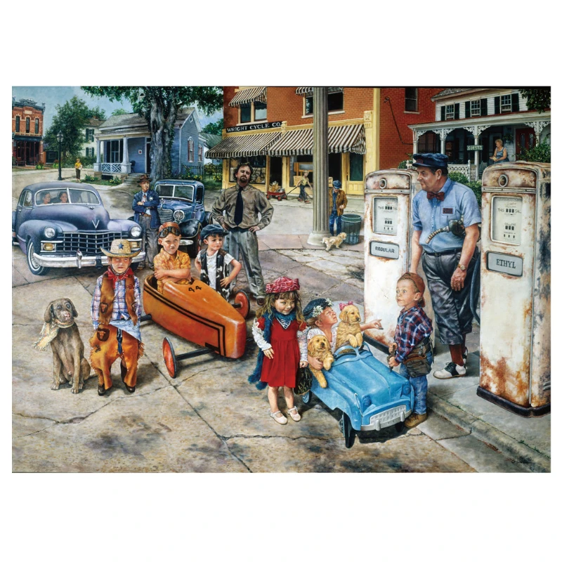 69*51cm Adult 1000 Pieces Jigsaw Puzzle Children And Cars Figure Statue Paintings Stress Reducing Toys Christmas Gifts