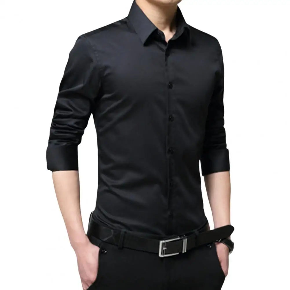 2023 New Fashion Cotton Long Sleeve Shirt Solid Regular Fit Male Social Casual Business White Black Dress Shirts