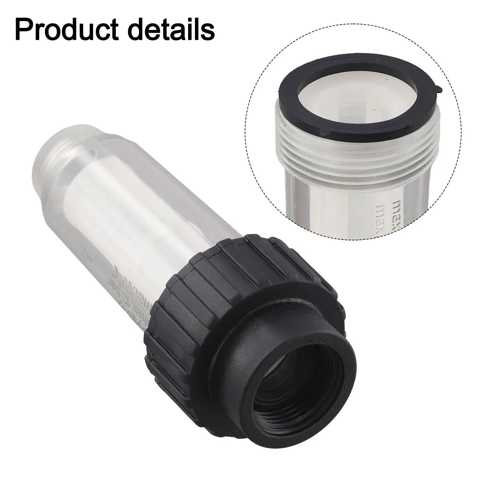 Water Filter Compatible with K2 Series High Pressure Washers 175 PSI Max Pressure G 3/4 Inch Female Inlet G 3/4 Inch Male Outlet