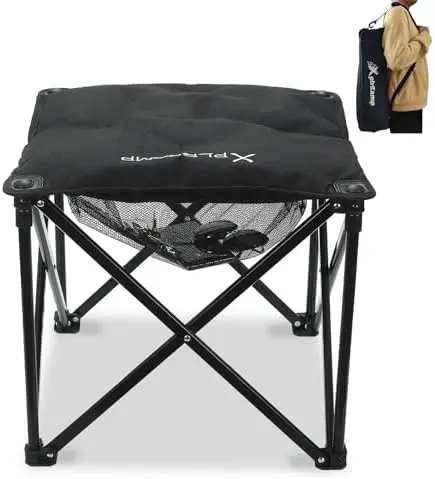 Padded Camping Stool, 18 Inch Oversized Camping Foot Rest, 500lb Outdoor Folding Camp Chair Portable Camping Ottoman