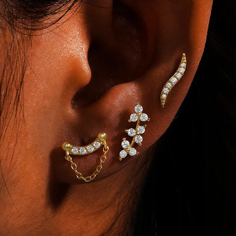 

1pc Labret Tragus Stud Earrings For Women Cubic Zirconia Crystal Helix Cartialge Conch Lip Screw Back Body Piercing Jewelry Gift