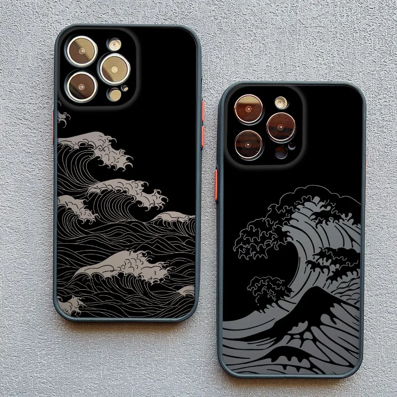 

The Waves Ocean Water Phone Case For iPhone 16 15 14 Pro Max Plus SE 2020 XR XS X 11 12 13 Mini Pro Max Shockproof Bcak Covers
