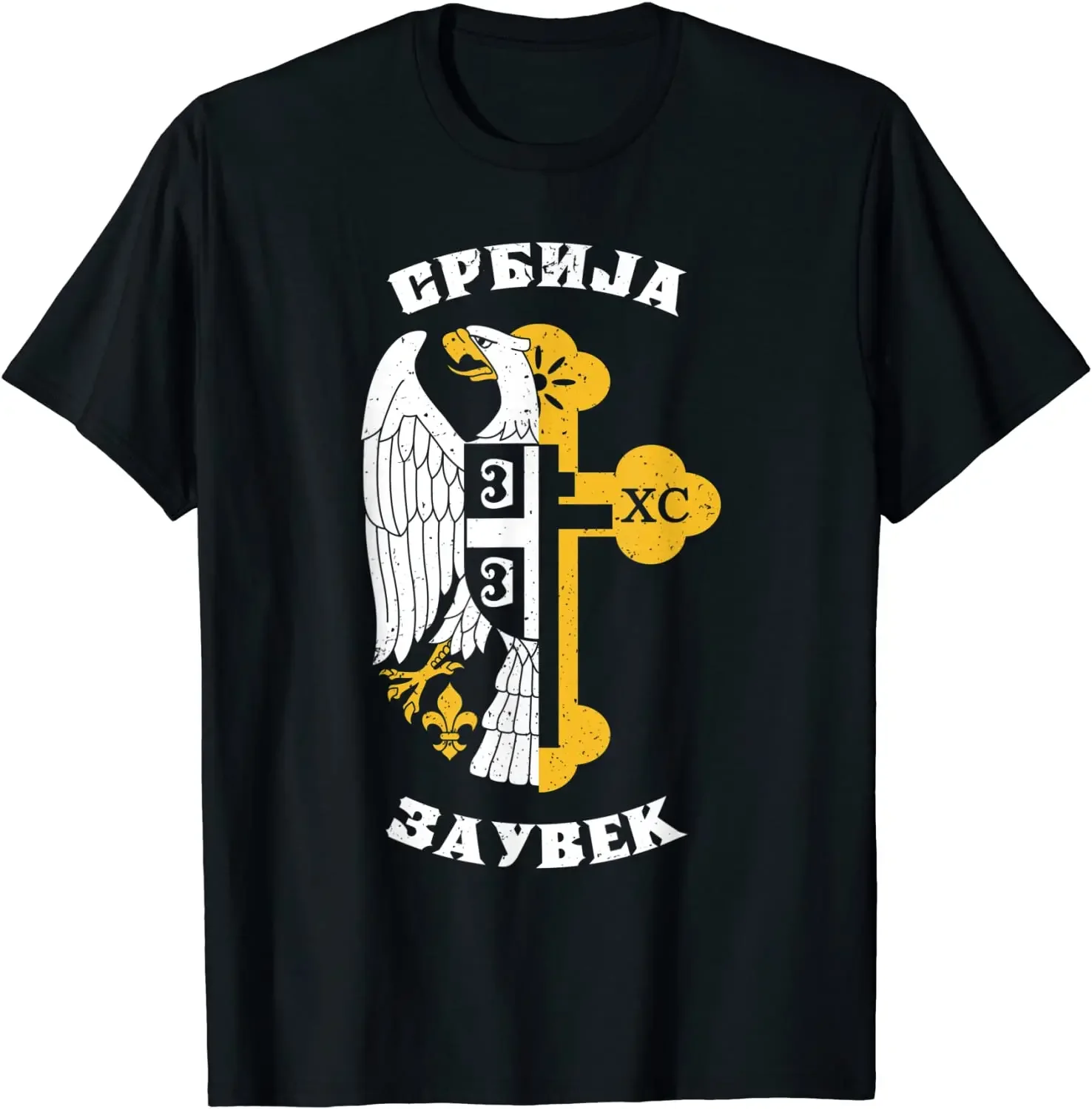 Serbian Flag Eagle Orthodox Cross Gift T-Shirt 100% Cotton O-Neck Summer Short Sleeve Casual Mens T-shirt Size S-3XL