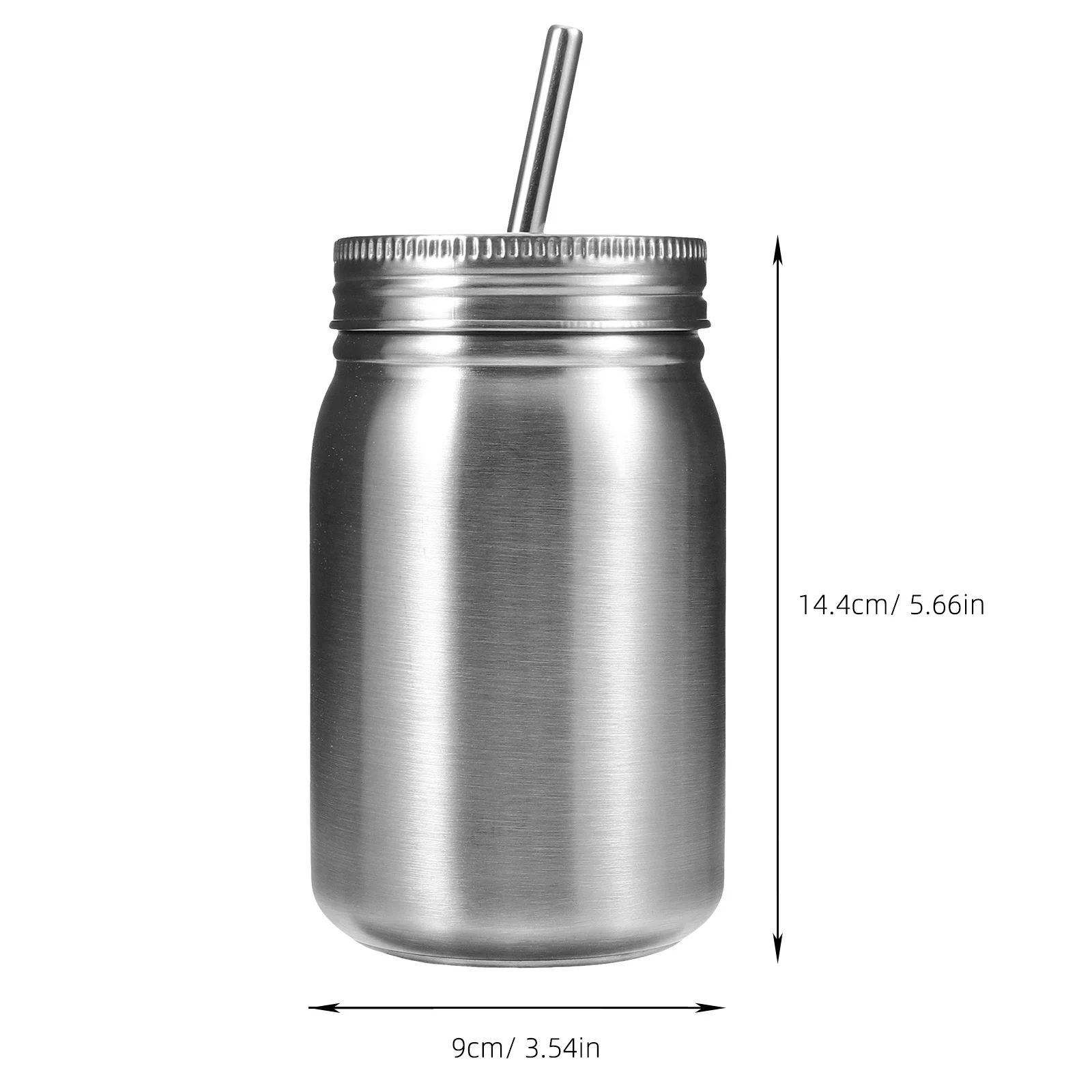 

2 pcs Stainless Steel Mason Jars 500Ml Portable Rust-Proof Shatter-Proof For Home Office School Kitchen Storage Container Jar