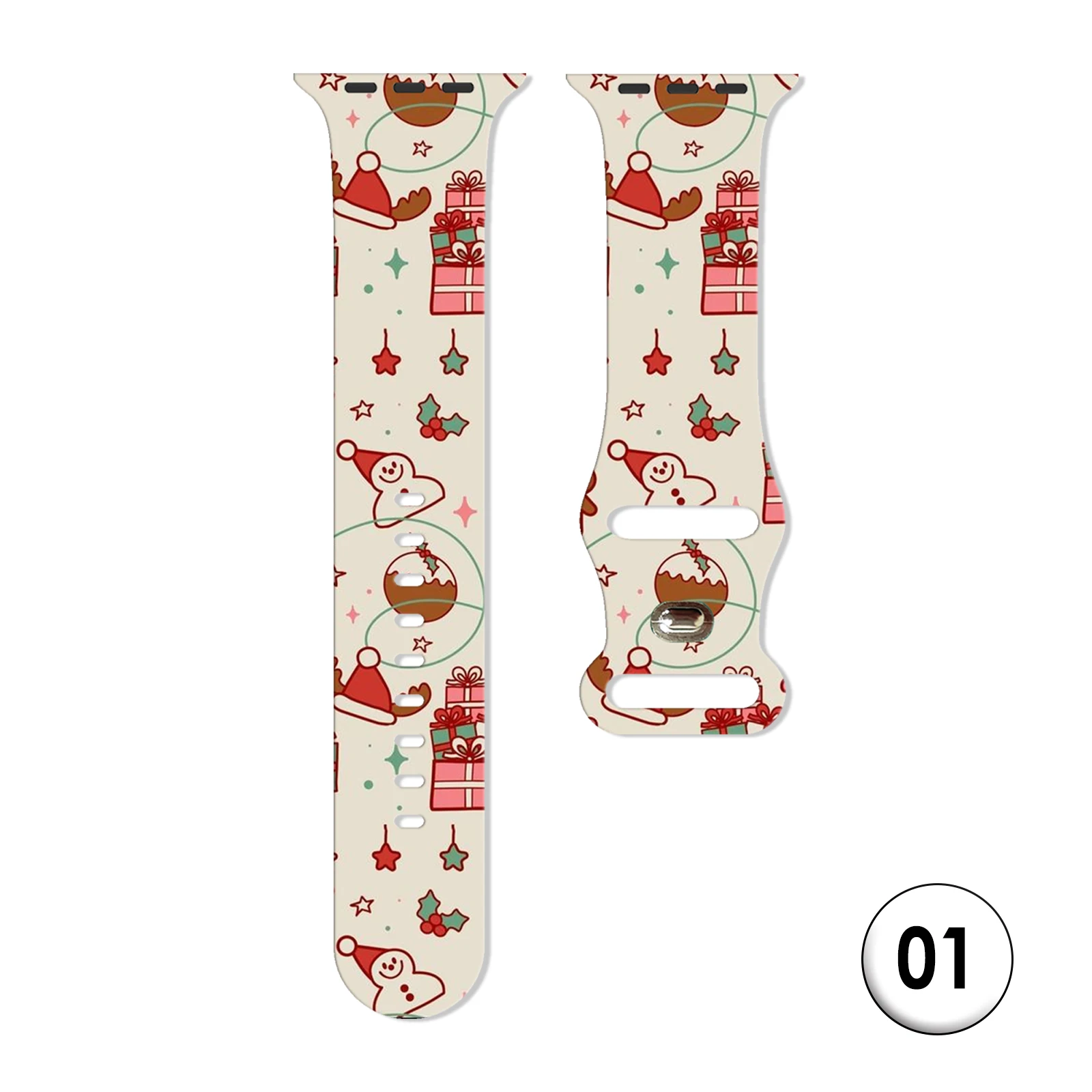 

Well-Behaved Christmas Print Strap for Apple Watch 11 10 9 Silicone Band Replaceable Bracelet for iWatch 46/44/42/41mm Watchband