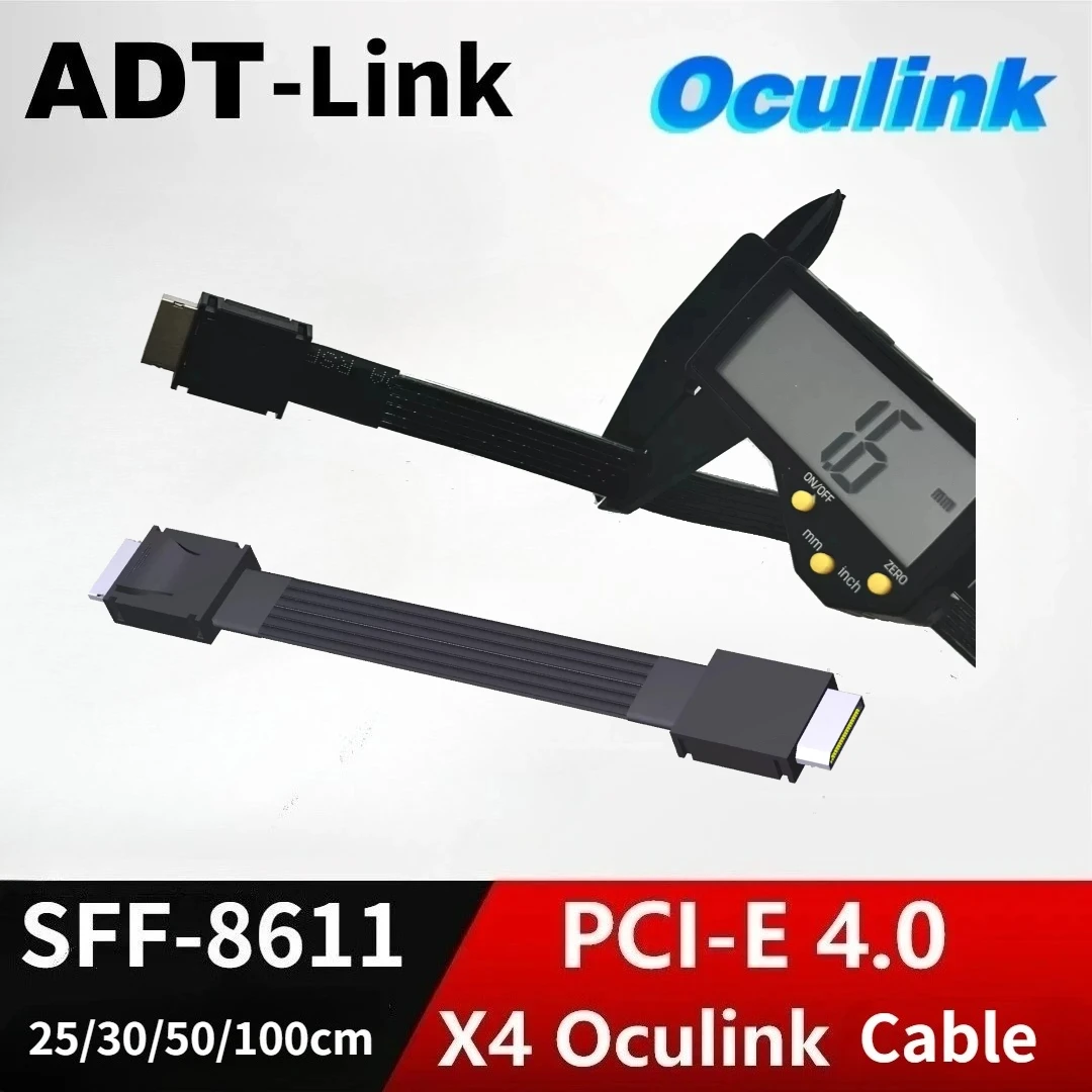 SFF-8611 Male to Male FFC Oculink Extension Cable PCI-E 4.0 X4 64Gbs External GPU Dock- Graphics Card PC OCuLink 30cm 50cm 100cm