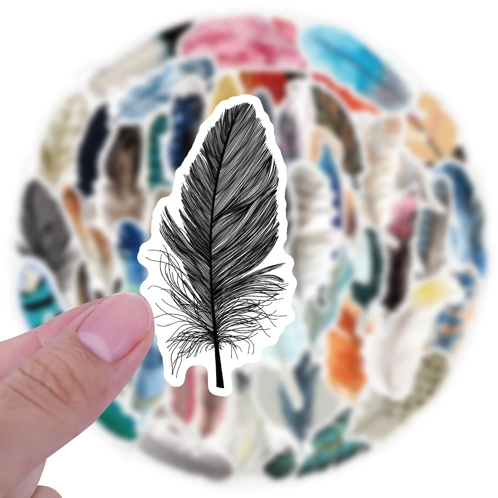 

10/60PCS Feather Cartoon Stickers Color Graffiti Kids Toys Funny Graffiti Decoration Laptop Guitar Car Bike Skateboard Decals