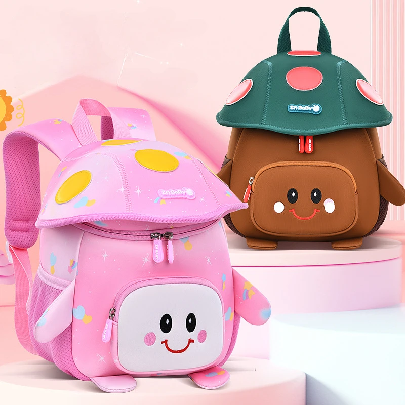 Mochila bonito para menino e menina, Bolsa escolar para mãe e filhos, Mochila para menina, Bolsa Cogumelo