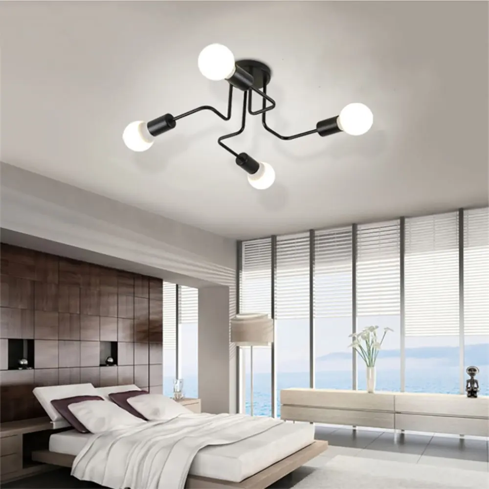 

Винтажные потолочные светильники, 4 головки, ретро-локоть, люстра с несколькими стержнями, потолочный светильник E27, лампа для украшения дома, светильник