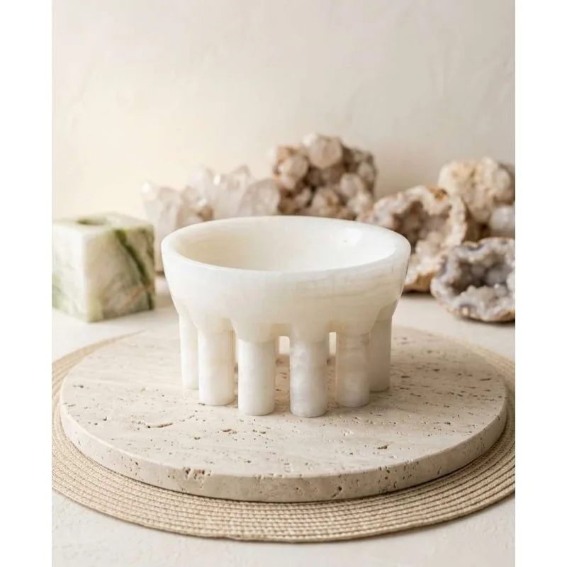 Natural jade fruit plate storage model room Home coffee table Dining table Bar decoration High-end fruit plate