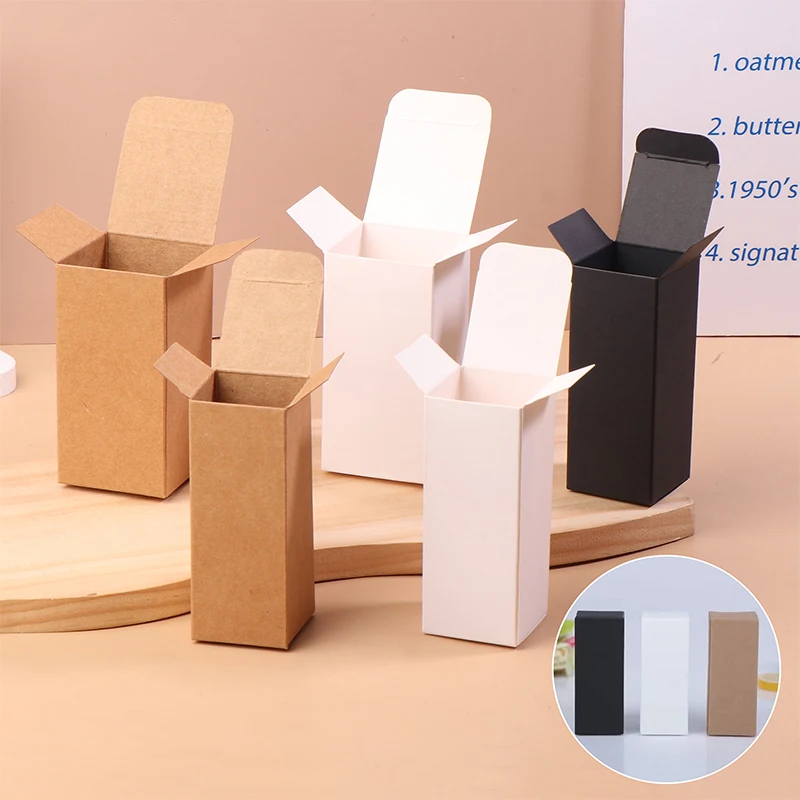 20pcs White Black Kraft Paper Tube Cardboard Boxes Essential Oil Bottle Packaging Box Blank Cosmetic Storage Box