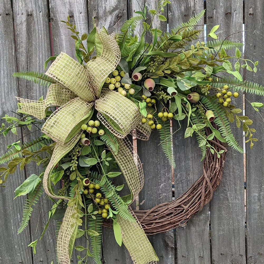 35cm Pastoral Wreath Rustic Door Decor Weather Resistant Design Fade Resistant Material Lightweight Construction