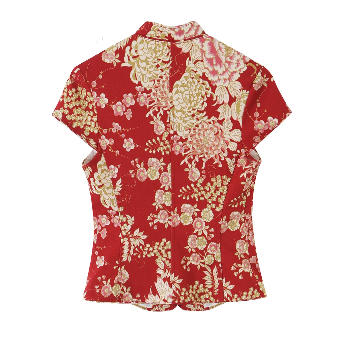 KLKXMYT Lässige, schicke Damenweste mit Blumenmuster, einreihig, modisches Oberteil, Sommer 2026, Kurzarm-Streetwear-Weste. – Detail 4