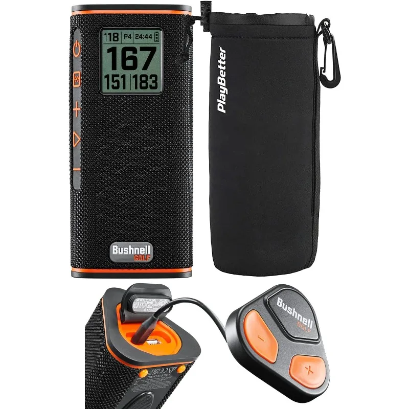 

Wingman View Golf Speaker Bundle - Easy-to-Read LCD Display, Bluetooth Music & Audible GPS Distances