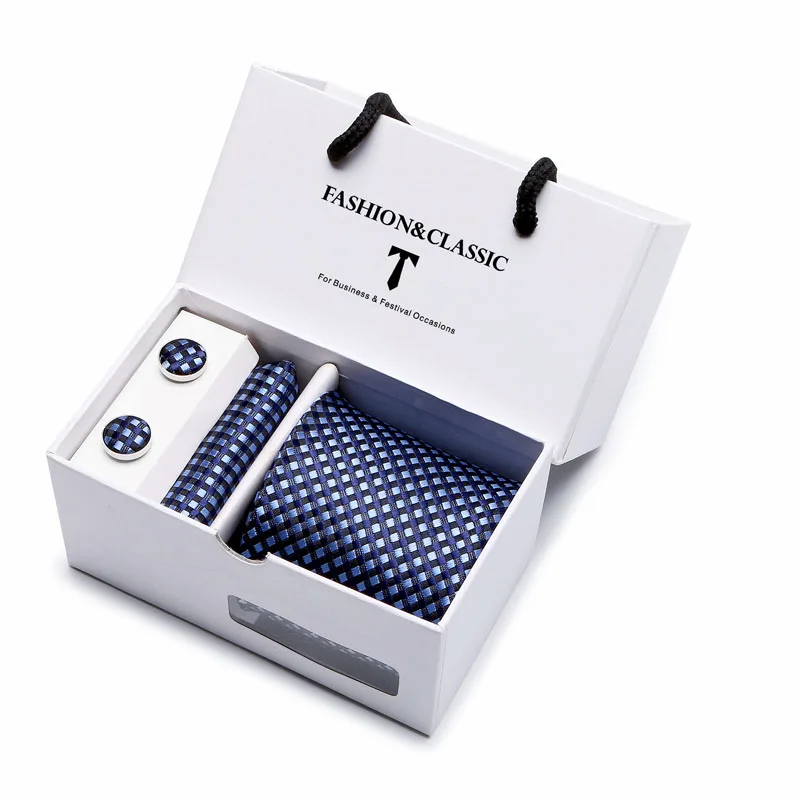Heißer Verkauf Schwarz Paisley Krawatte Einstecktuch Manschettenknöpfe Set Für Männer Formale Luxus Hochzeit Gravatas In Geschenk Box – Detail 13