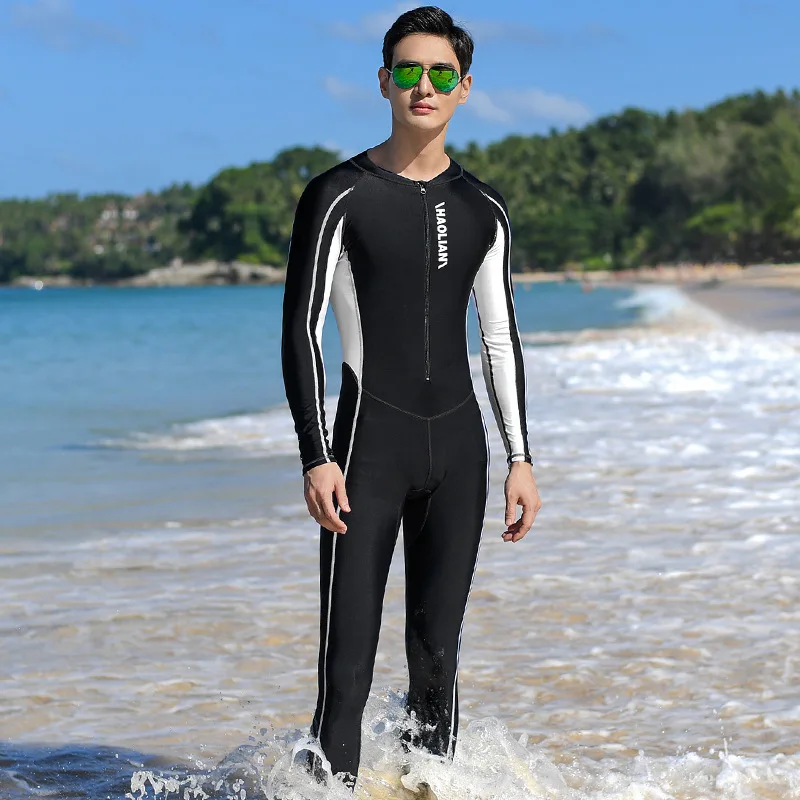 Men's long sleeved one-piece diving suit sports cycling sunscreen quick drying suit surfing professional short sleeved swimsuit