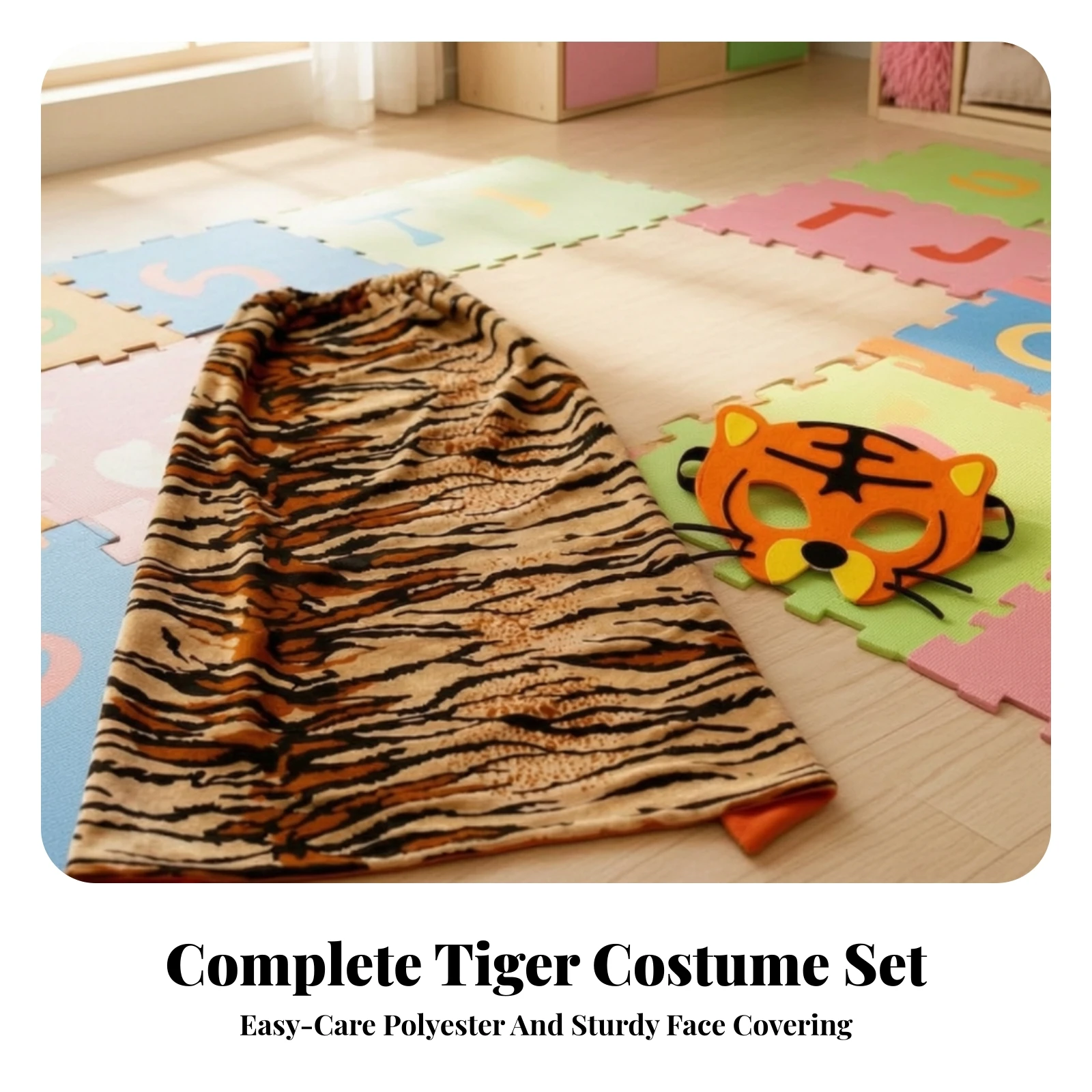 Animal Mask Lightweight Costume Cape with Mask Tiger Cape Vibrant for Children, School Performances, Birthday Parties
