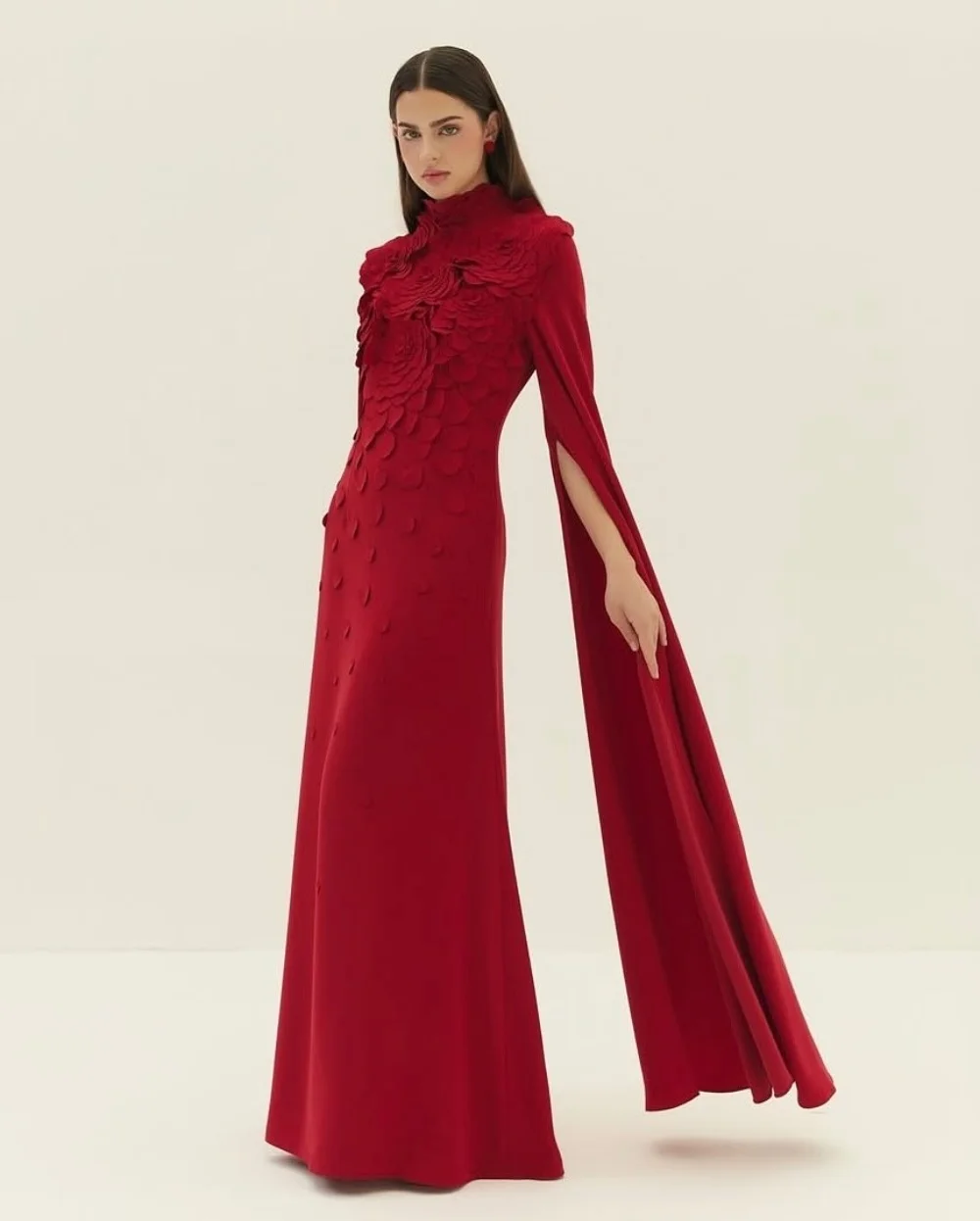 

Customized Jersey Applique High Collar A-line Long Dresses Bespoke Occasion Classic Exquisite Formal Prom Party