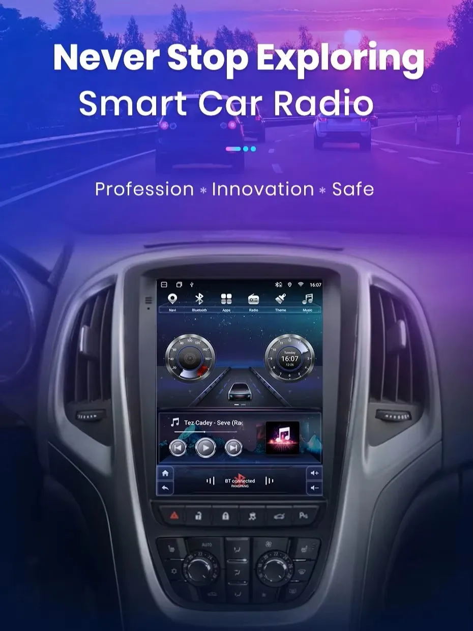Junsun 9,7'' Tesla-Style Android Autoradio für Opel Astra J Vauxhall Buick Verano 2009-2013, kabellos für Apple CarPlay, Auto-IPS-Bildschirm, Stereo-Multimedia-Videoplayer, intelligente