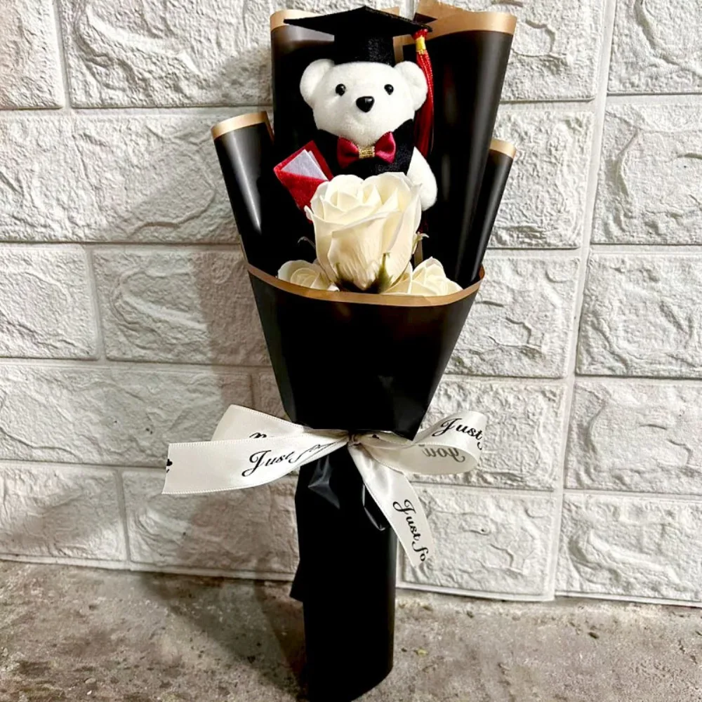Sunflower Bear Bouquet Rose Bouquet Decoration Cartoon Lovely Bear Teacher's Day Valentine'S Day Sunflower Soap Flower