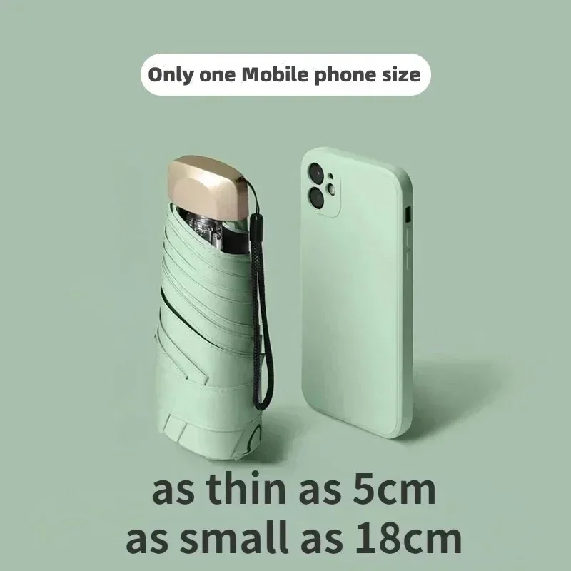 Mini paraguas plegable de vinilo para viaje, Parasol de bolsillo pequeño para lluvia, protección UV, cápsula