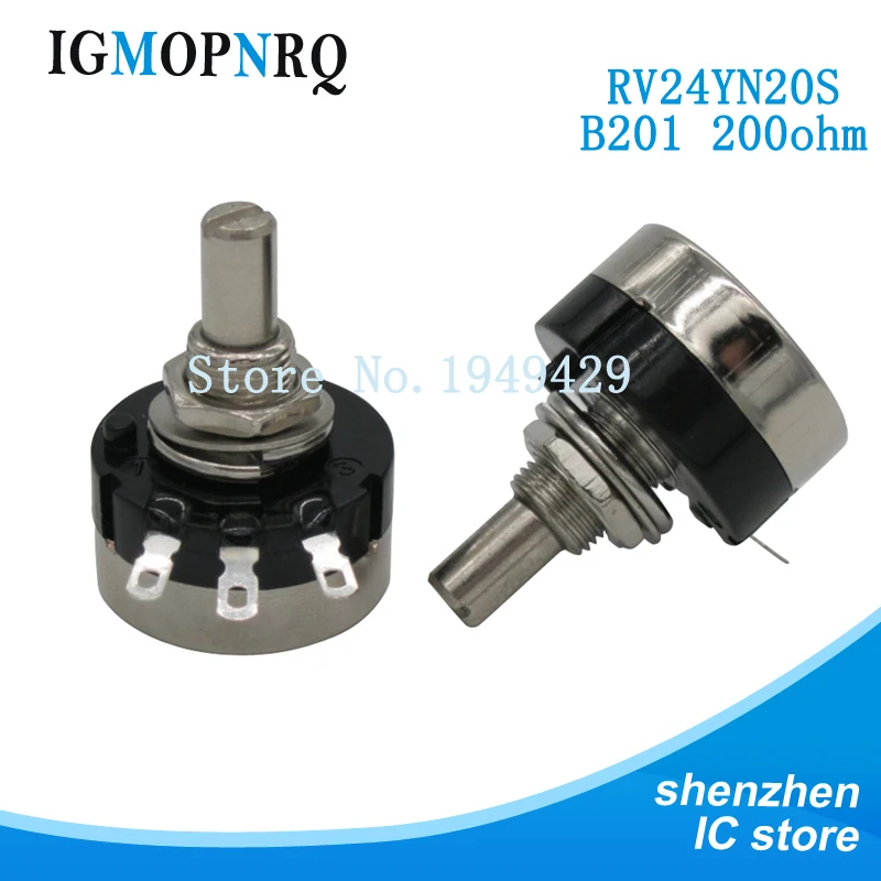 2PCS RV24YN20S RV24YN20S-B201 200 ohm Potentiometer RV24YN 201 200R Single Coil Carbon Film Potentiometer