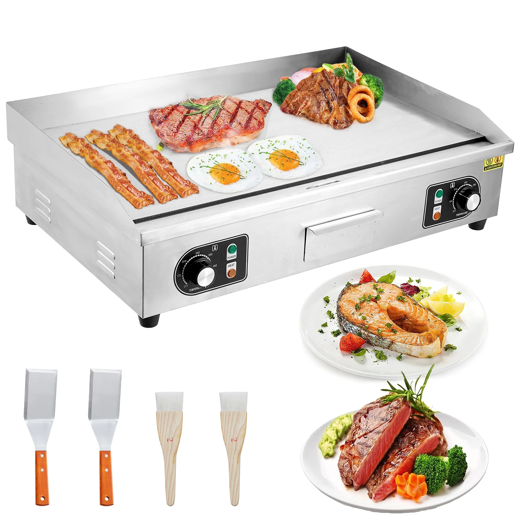 

30 Inch Commercial Electric Grill 3000W Electric Countertop Grill Non-Stick Electric Grill Plate 110V Teppanyaki Flat Grill Adju