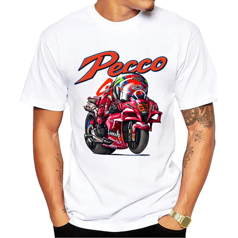 Pecco Bagnaia 63 Francesco World Champion Gift Classic T-shirt Boys\' Casual T-shirt Harajuku Motorcycle Sports White T-shirt