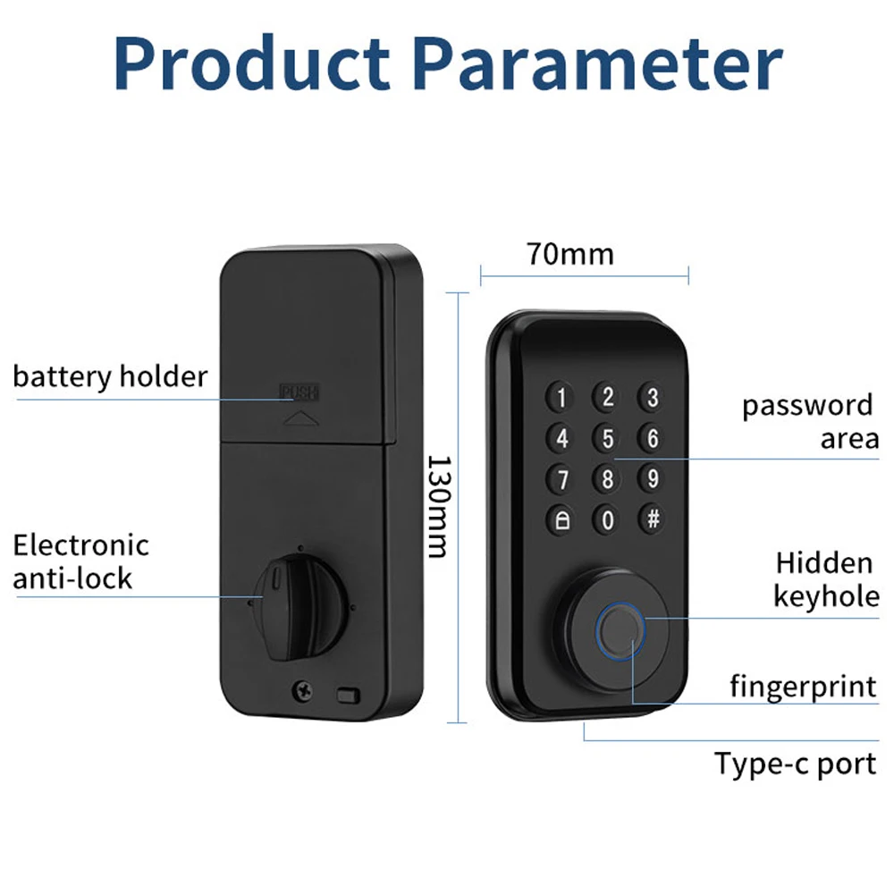 Imagem -02 - Raykube Ds02 Tuya Fechadura Inteligente com Impressão Digital Trava Sensor de Porta Chave de Bloqueio Automático Senha Desbloqueio de Aplicativo Tuya Smartlife