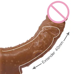 남성용 재사용 가능한 페니스 슬리브, 고환 속박, 콕 익스텐더, 음낭 링 콘돔, 음경 발기, 에로틱 장난감