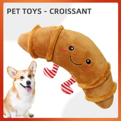 Durable Low Price Pet Dog Plush Toy Croissant Shape with Squeaky for Dogs Chihuahua Yorkshire Bichon Puppy Chew Cleaning Toys